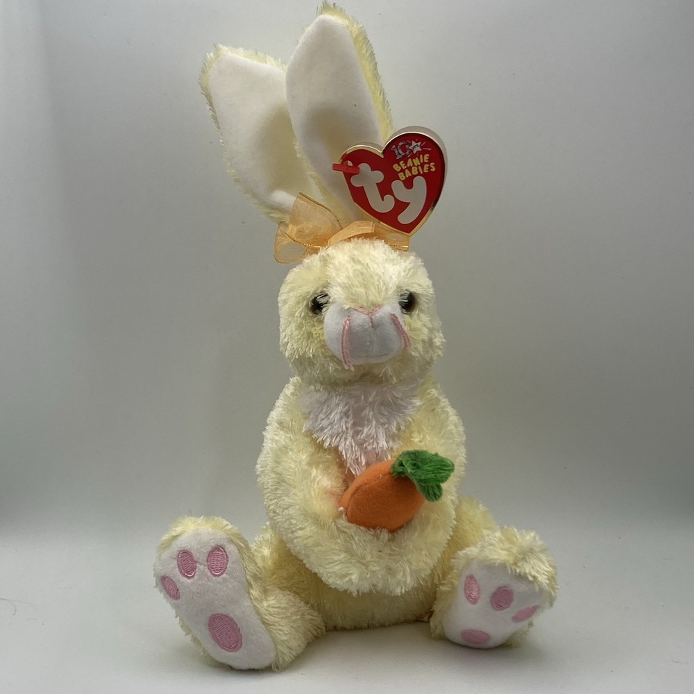 TY Basket Beanie Baby / Nibbles the Bunny / 5 inch / Stuffed Animal Toy /10 Year